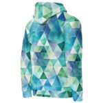 Teal Watercolor Triangle Hoodie Geometric Pullover