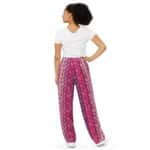 Braided Yarn Wide Leg Pants Pink Purple Knit Design