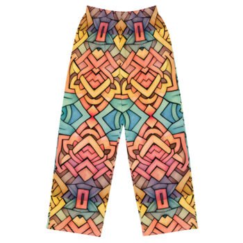 Celtic Knot Wide Leg Pants Rainbow Interwoven Trousers