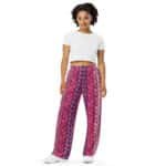 Braided Yarn Wide Leg Pants Pink Purple Knit Design