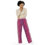 Braided Yarn Wide Leg Pants Pink Purple Knit Design