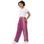 Braided Yarn Wide Leg Pants Pink Purple Knit Design