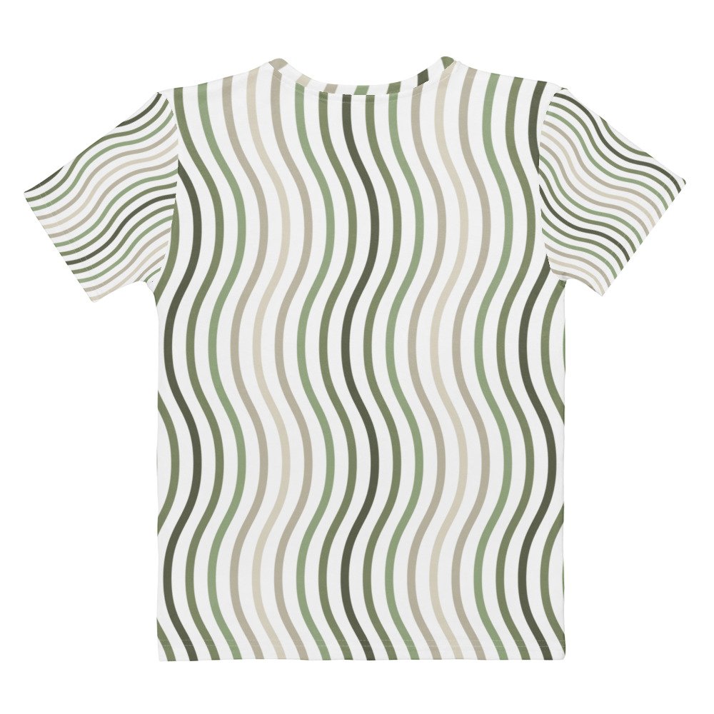 Green Wave T Shirt Women's Wavy Stripe Top Green Wave T Shirt Women's Wavy Stripe Top