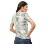 Green Wave T Shirt Women’s Wavy Stripe Top