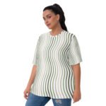Green Wave T Shirt Women’s Wavy Stripe Top
