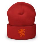 Dutch Lion Beanie Orange Netherlands Embroidered Hat
