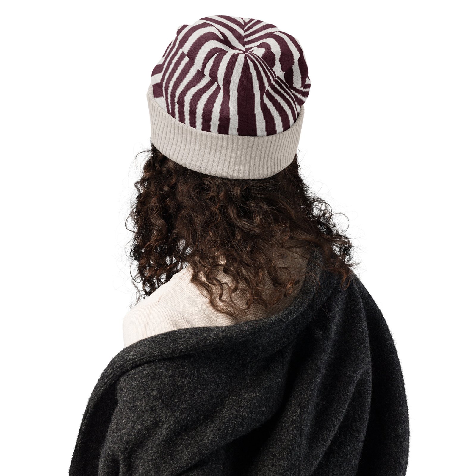 Black White Geometric Beanie Optical Illusion Hat Black White Geometric Beanie Optical Illusion Hat