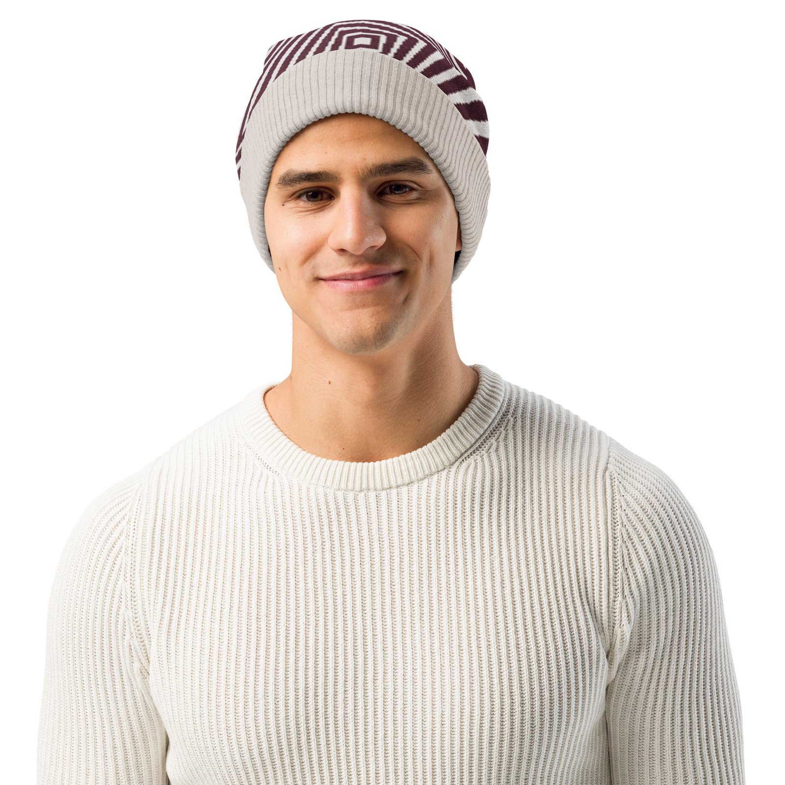 Black White Geometric Beanie Optical Illusion Hat Black White Geometric Beanie Optical Illusion Hat