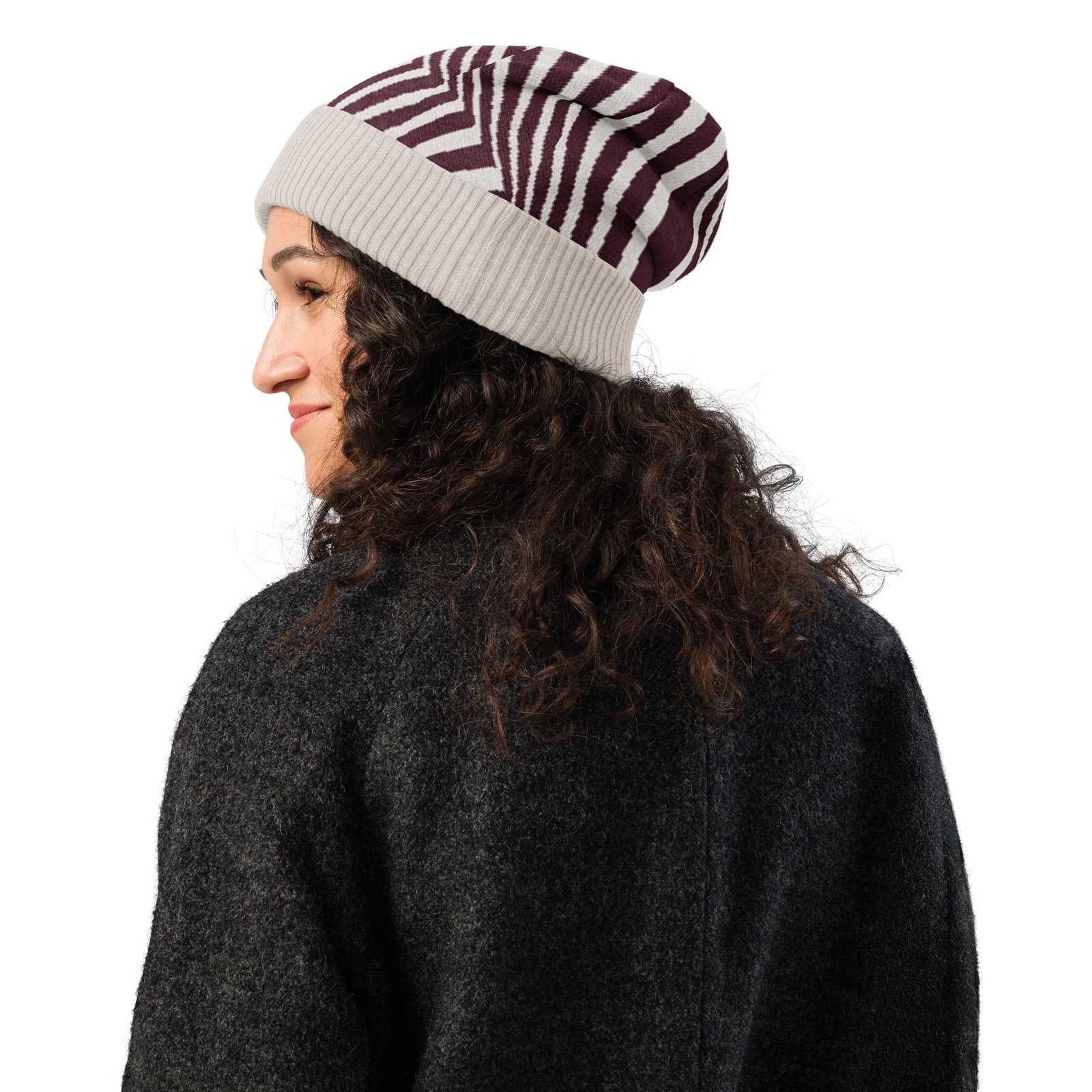 Black White Geometric Beanie Optical Illusion Hat Black White Geometric Beanie Optical Illusion Hat