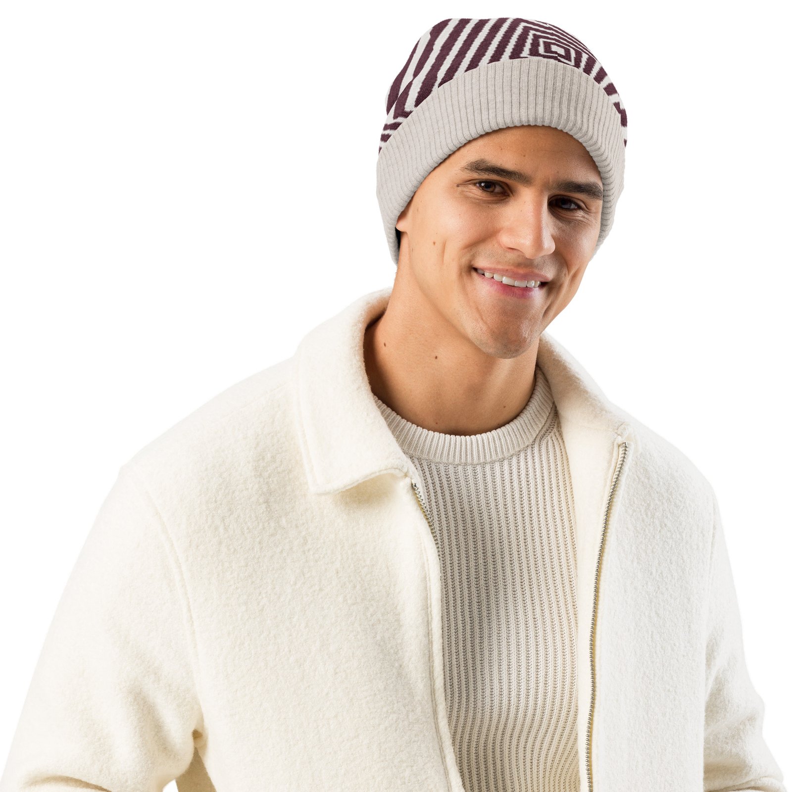 Black White Geometric Beanie Optical Illusion Hat Black White Geometric Beanie Optical Illusion Hat