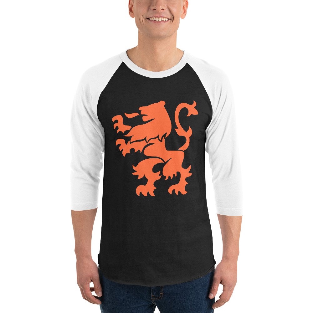 Dutch Lion Shirt Orange Netherlands 3/4 Sleeve Top Dutch Lion Shirt Orange Netherlands 3/4 Sleeve Top