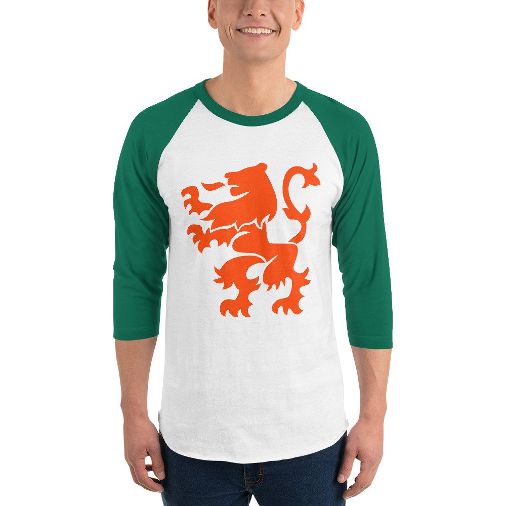 Dutch Lion Shirt Orange Netherlands 3/4 Sleeve Top Dutch Lion Shirt Orange Netherlands 3/4 Sleeve Top