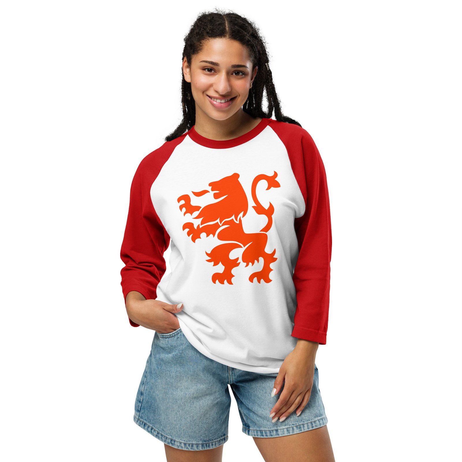 Dutch Lion Shirt Orange Netherlands 3/4 Sleeve Top Dutch Lion Shirt Orange Netherlands 3/4 Sleeve Top