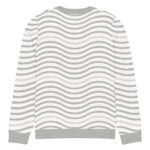 Green Wave Knitted Sweater Olive Beige Crew Neck