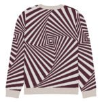 Black White Optical Sweater Geometric Knit Crew Neck