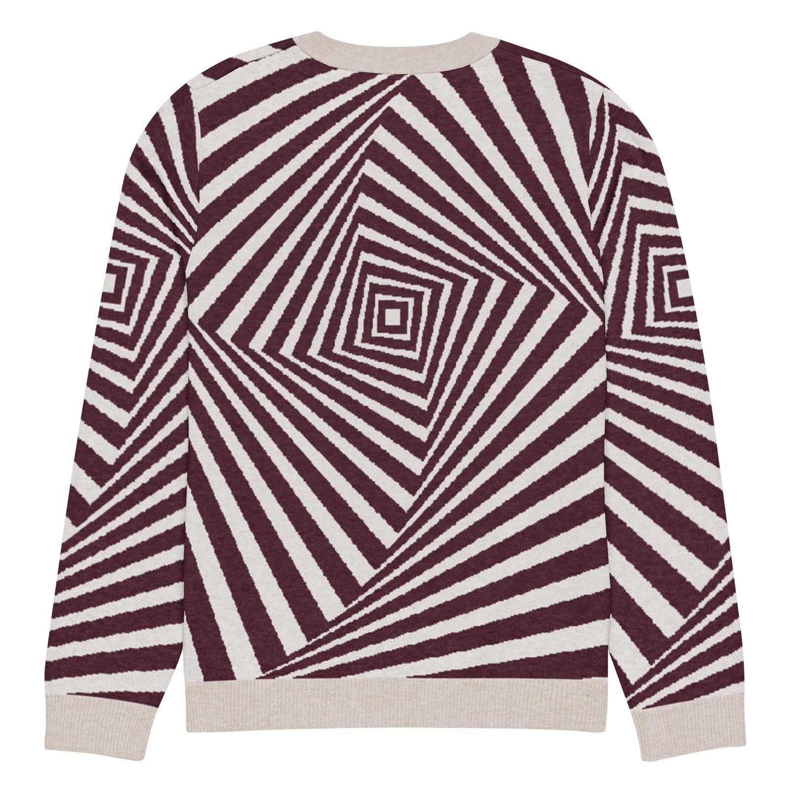 Black White Optical Sweater Geometric Knit Crew Neck Black White Optical Sweater Geometric Knit Crew Neck