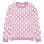 Pink Purple Scallop Sweater Pastel Crew Neck Top
