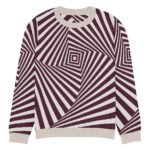 Black White Optical Sweater Geometric Knit Crew Neck