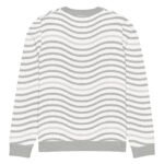 Green Wave Knitted Sweater Olive Beige Crew Neck