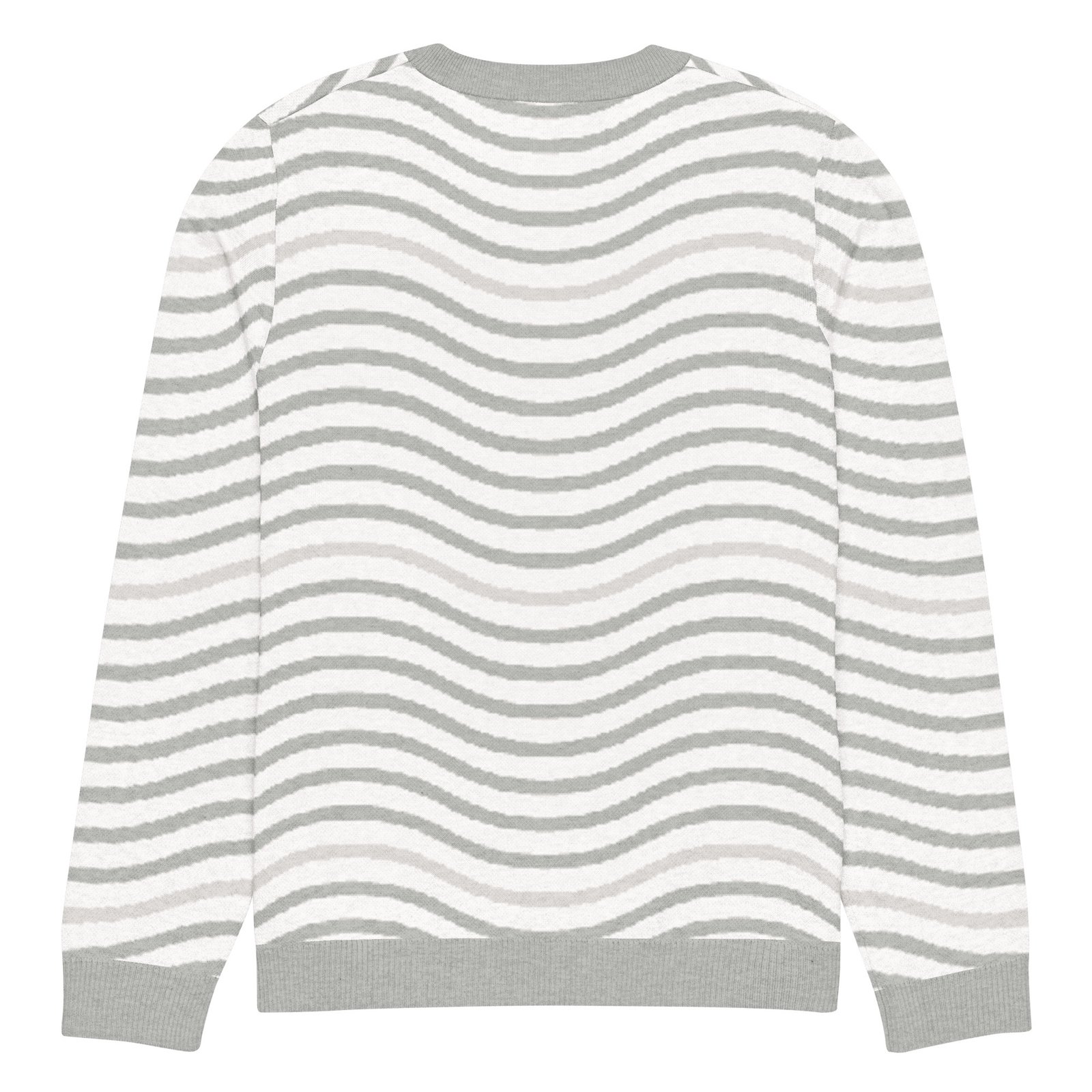 Green Wave Knitted Sweater Olive Beige Crew Neck Green Wave Knitted Sweater Olive Beige Crew Neck