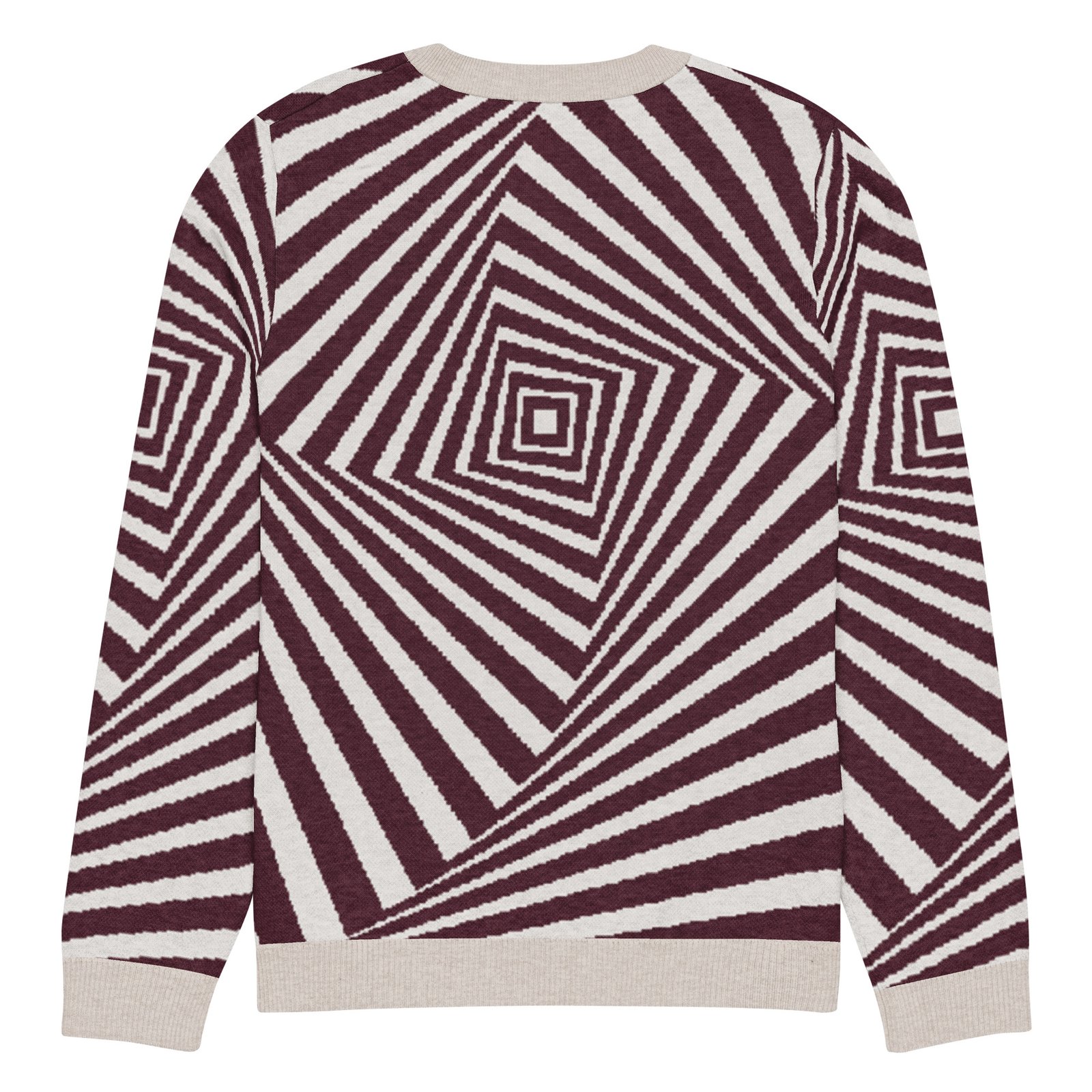 Black White Optical Sweater Geometric Knit Crew Neck Black White Optical Sweater Geometric Knit Crew Neck