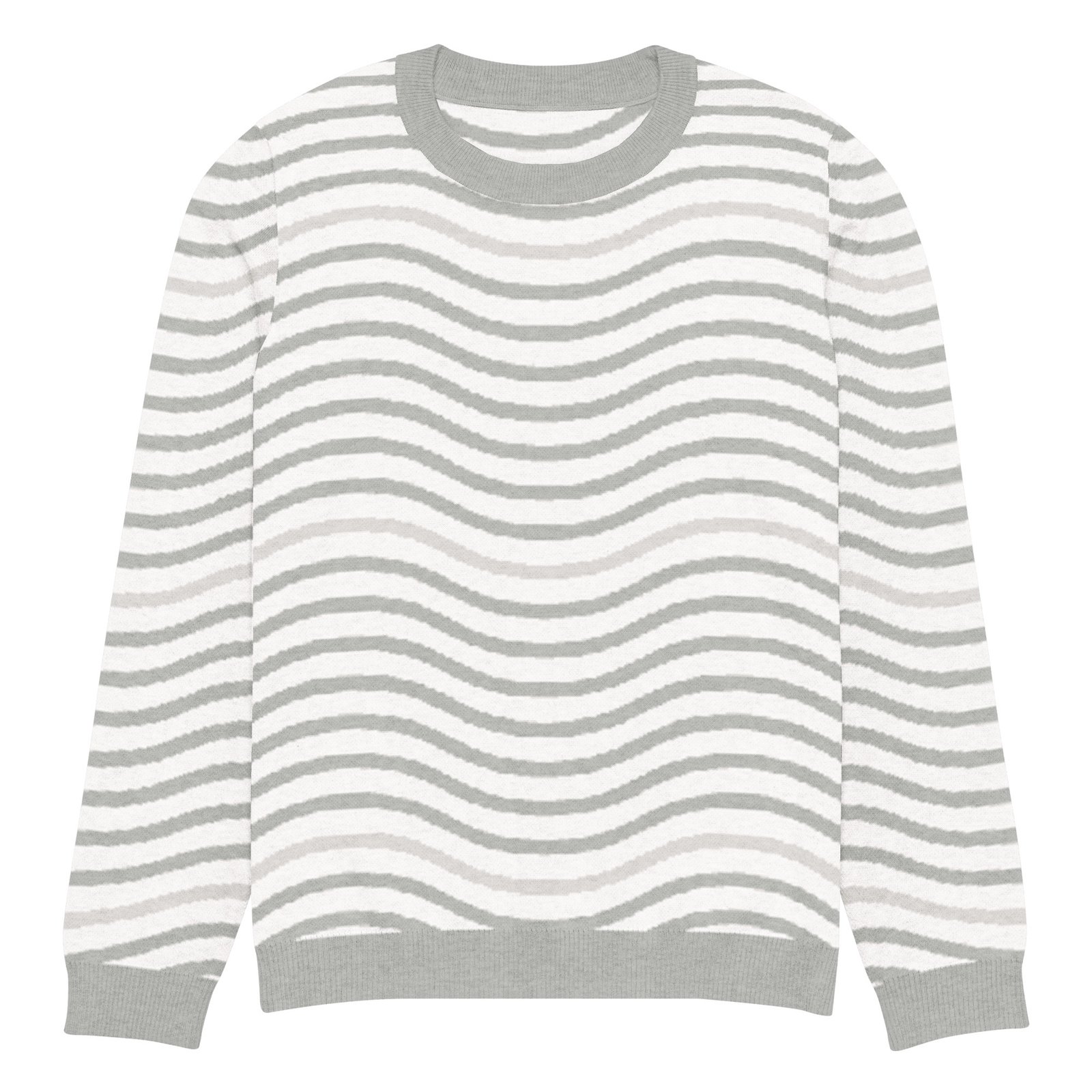 Green Wave Knitted Sweater Olive Beige Crew Neck Green Wave Knitted Sweater Olive Beige Crew Neck