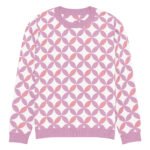 Pink Purple Scallop Sweater Pastel Crew Neck Top