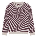 Black White Optical Sweater Geometric Knit Crew Neck