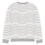 Green Wave Knitted Sweater Olive Beige Crew Neck