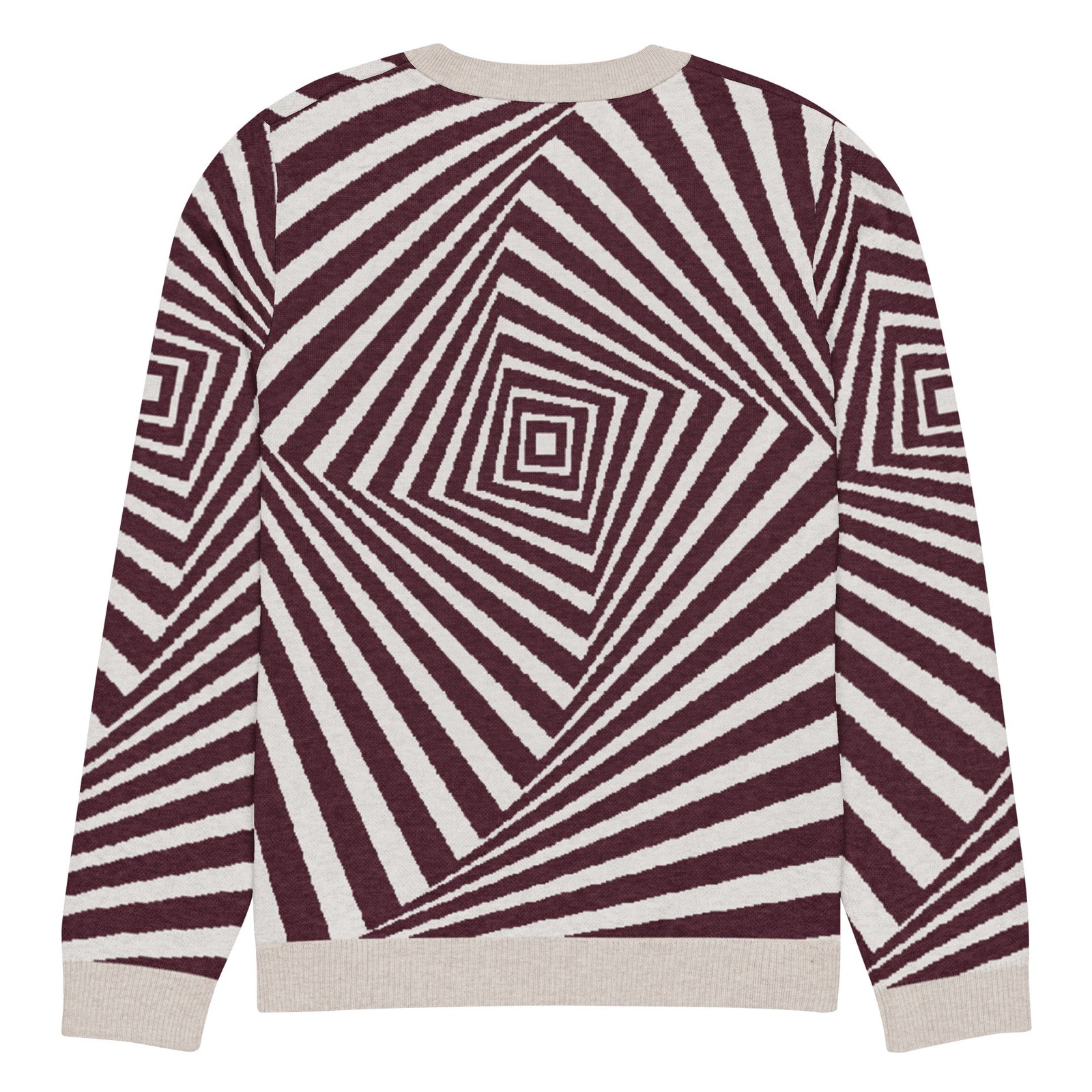 Black White Optical Sweater Geometric Knit Crew Neck Black White Optical Sweater Geometric Knit Crew Neck