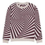 Black White Optical Sweater Geometric Knit Crew Neck