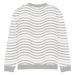 Green Wave Knitted Sweater Olive Beige Crew Neck