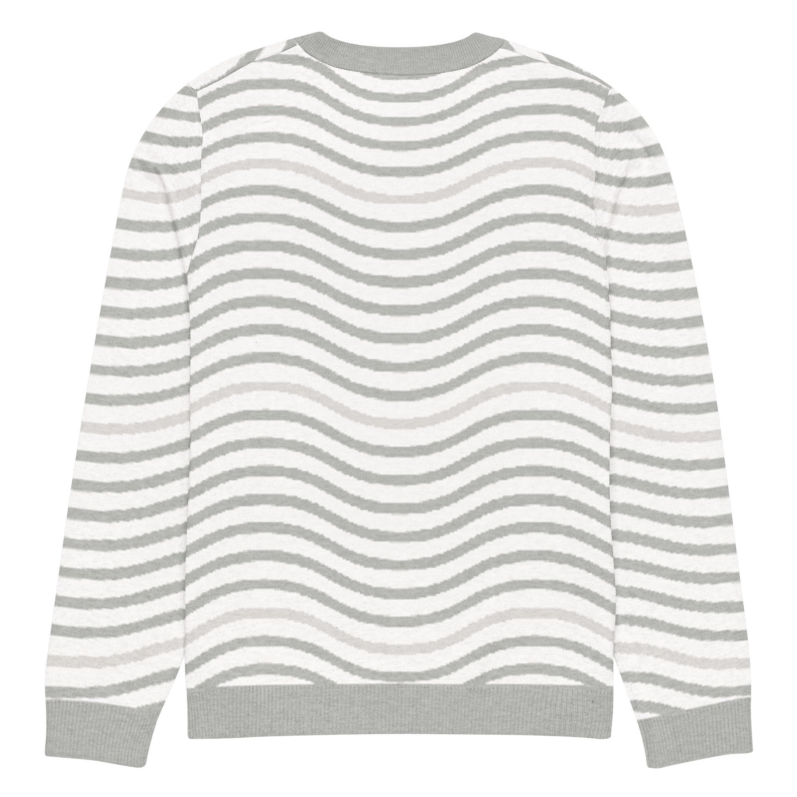 Green Wave Knitted Sweater Olive Beige Crew Neck Green Wave Knitted Sweater Olive Beige Crew Neck