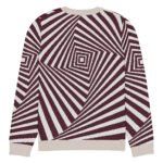 Black White Optical Sweater Geometric Knit Crew Neck