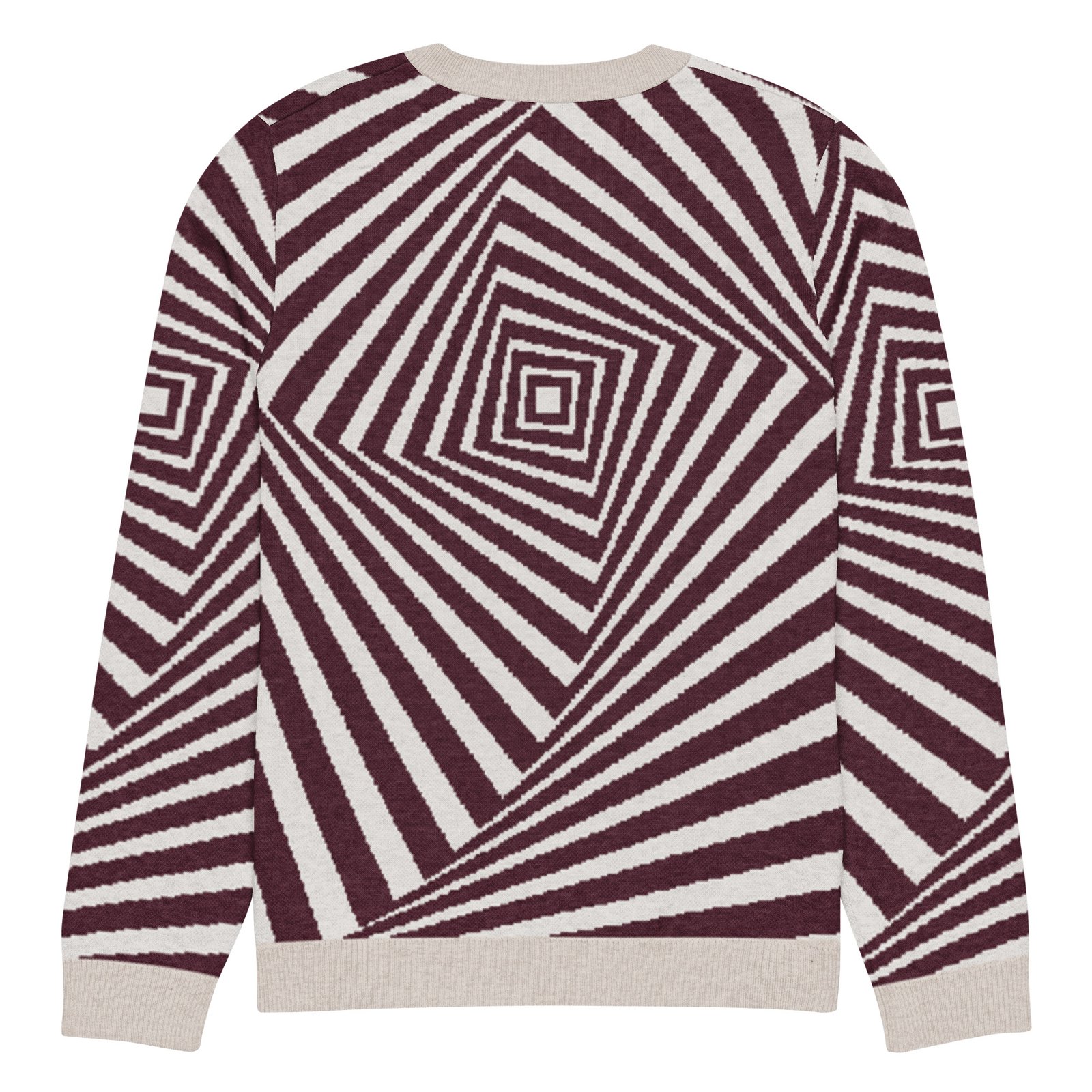 Black White Optical Sweater Geometric Knit Crew Neck Black White Optical Sweater Geometric Knit Crew Neck
