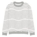 Green Wave Knitted Sweater - Olive Beige Crew Neck 1 Green Wave Knitted Sweater Olive Beige Crew Neck