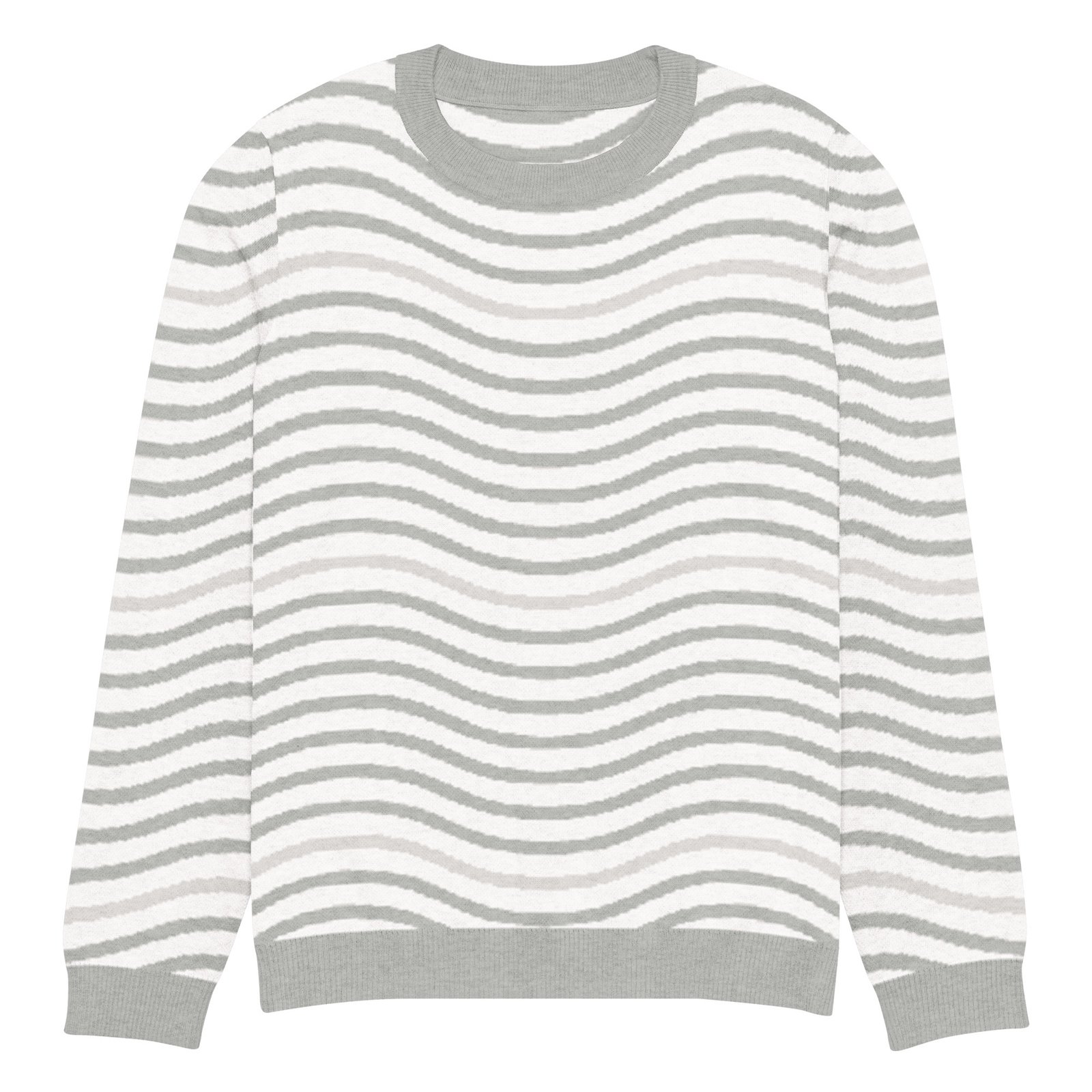 Green Wave Knitted Sweater Olive Beige Crew Neck Green Wave Knitted Sweater Olive Beige Crew Neck