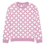Pink Purple Scallop Sweater Pastel Crew Neck Top