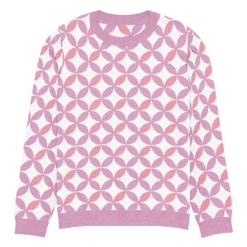 Pink Purple Scallop Sweater Pastel Crew Neck Top