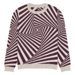 Black White Optical Sweater Geometric Knit Crew Neck
