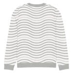 Green Wave Knitted Sweater Olive Beige Crew Neck