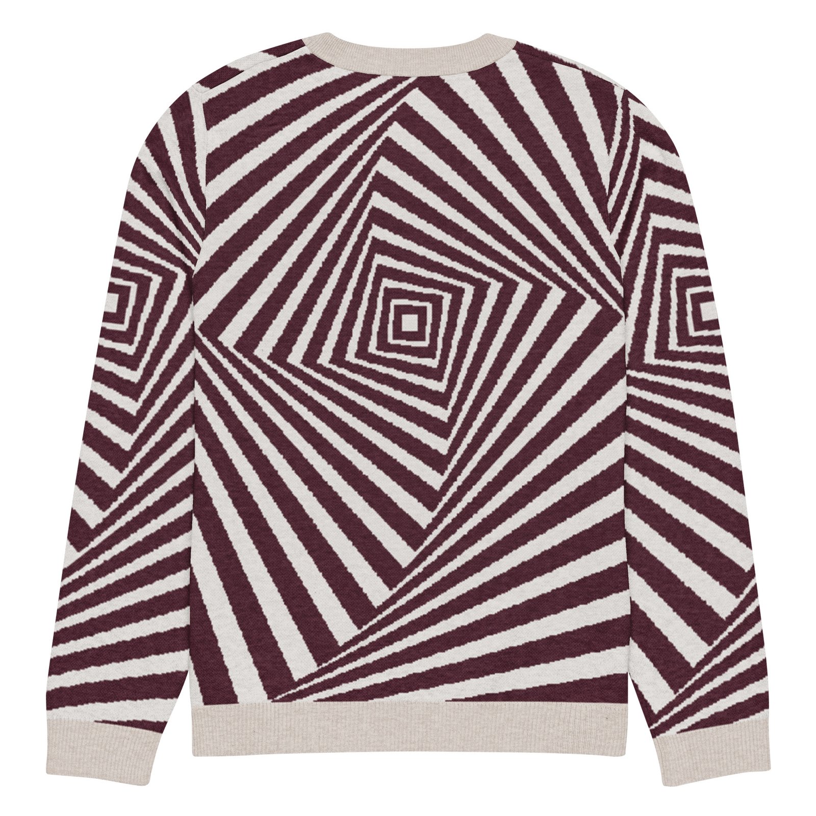 Black White Optical Sweater Geometric Knit Crew Neck Black White Optical Sweater Geometric Knit Crew Neck
