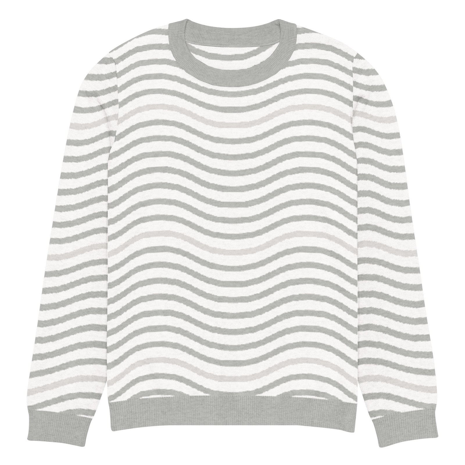 Green Wave Knitted Sweater Olive Beige Crew Neck Green Wave Knitted Sweater Olive Beige Crew Neck