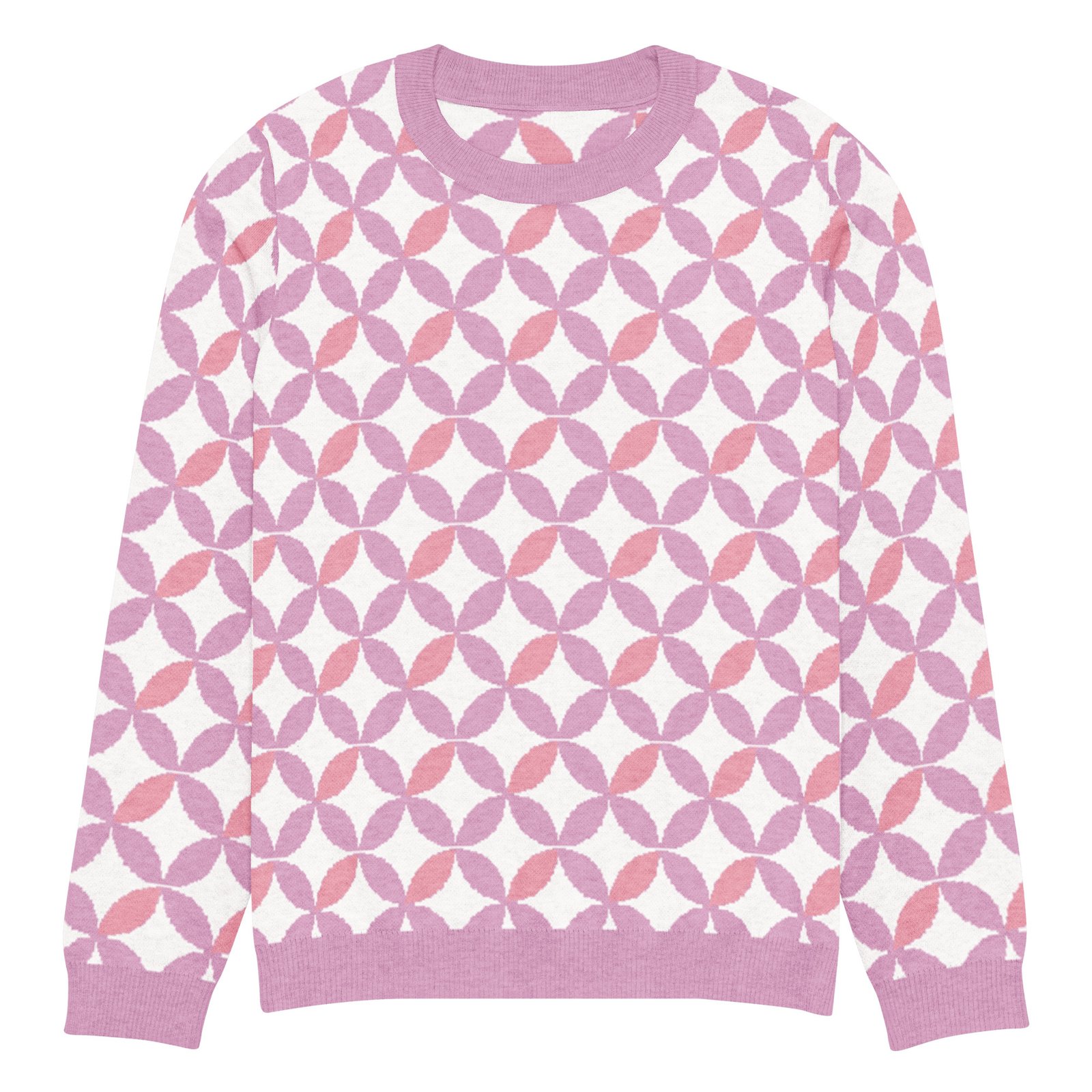 Pink Purple Scallop Sweater Pastel Crew Neck Top Pink Purple Scallop Sweater Pastel Crew Neck Top