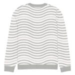 Green Wave Knitted Sweater Olive Beige Crew Neck