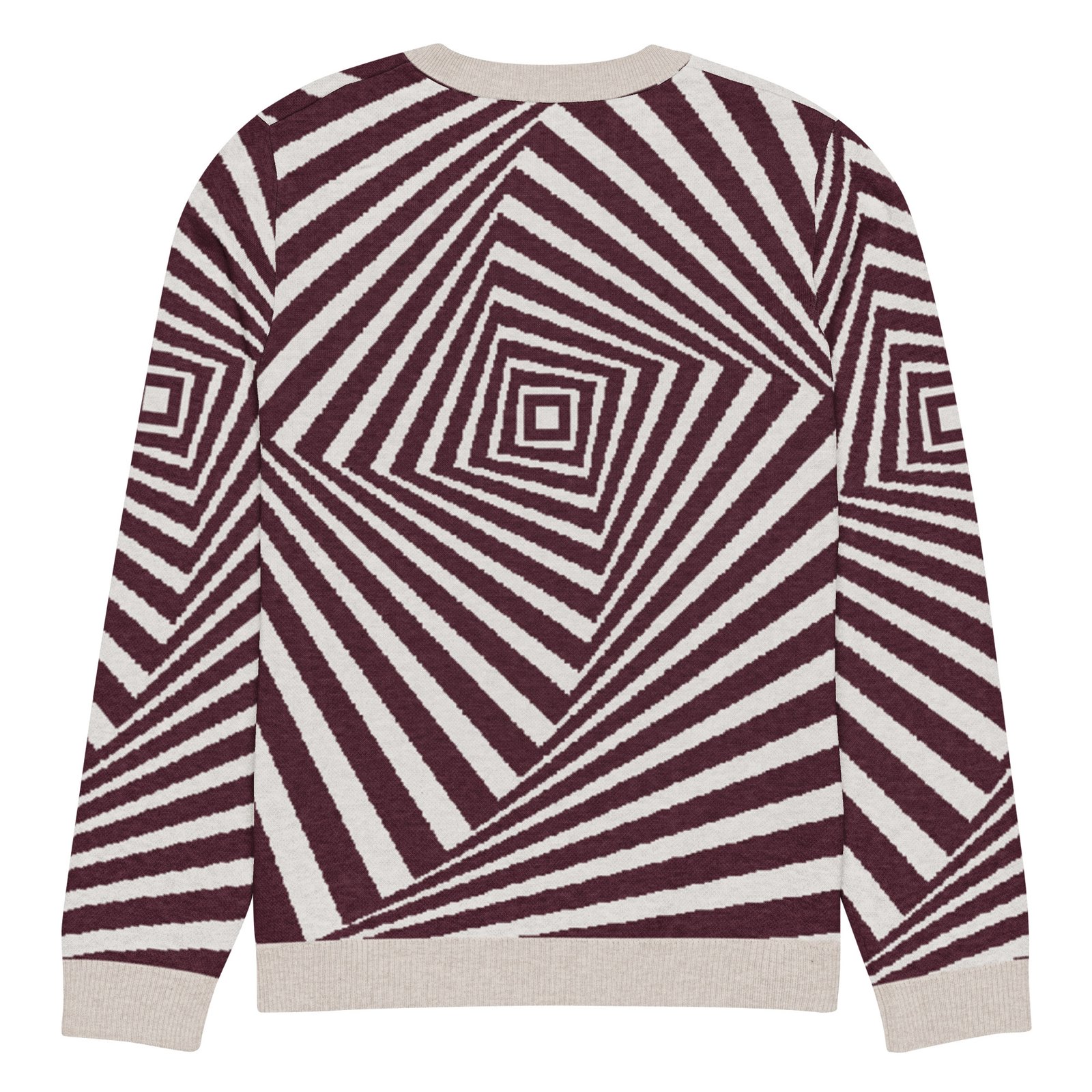 Black White Optical Sweater Geometric Knit Crew Neck Black White Optical Sweater Geometric Knit Crew Neck