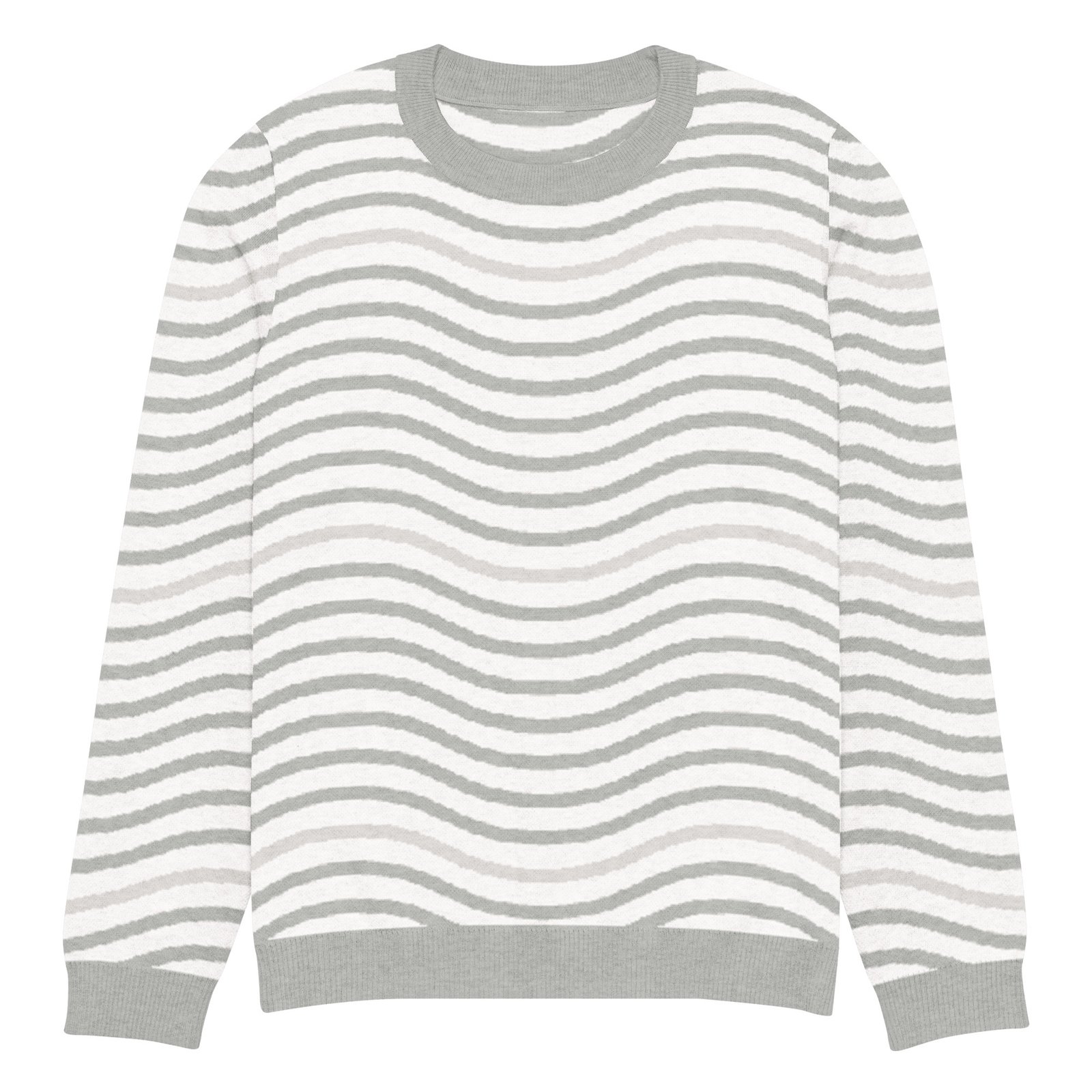 Green Wave Knitted Sweater Olive Beige Crew Neck Green Wave Knitted Sweater Olive Beige Crew Neck