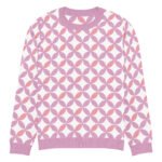 Pink Purple Scallop Sweater Pastel Crew Neck Top