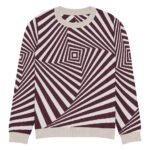 Black White Optical Sweater Geometric Knit Crew Neck