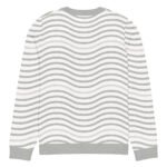 Green Wave Knitted Sweater Olive Beige Crew Neck